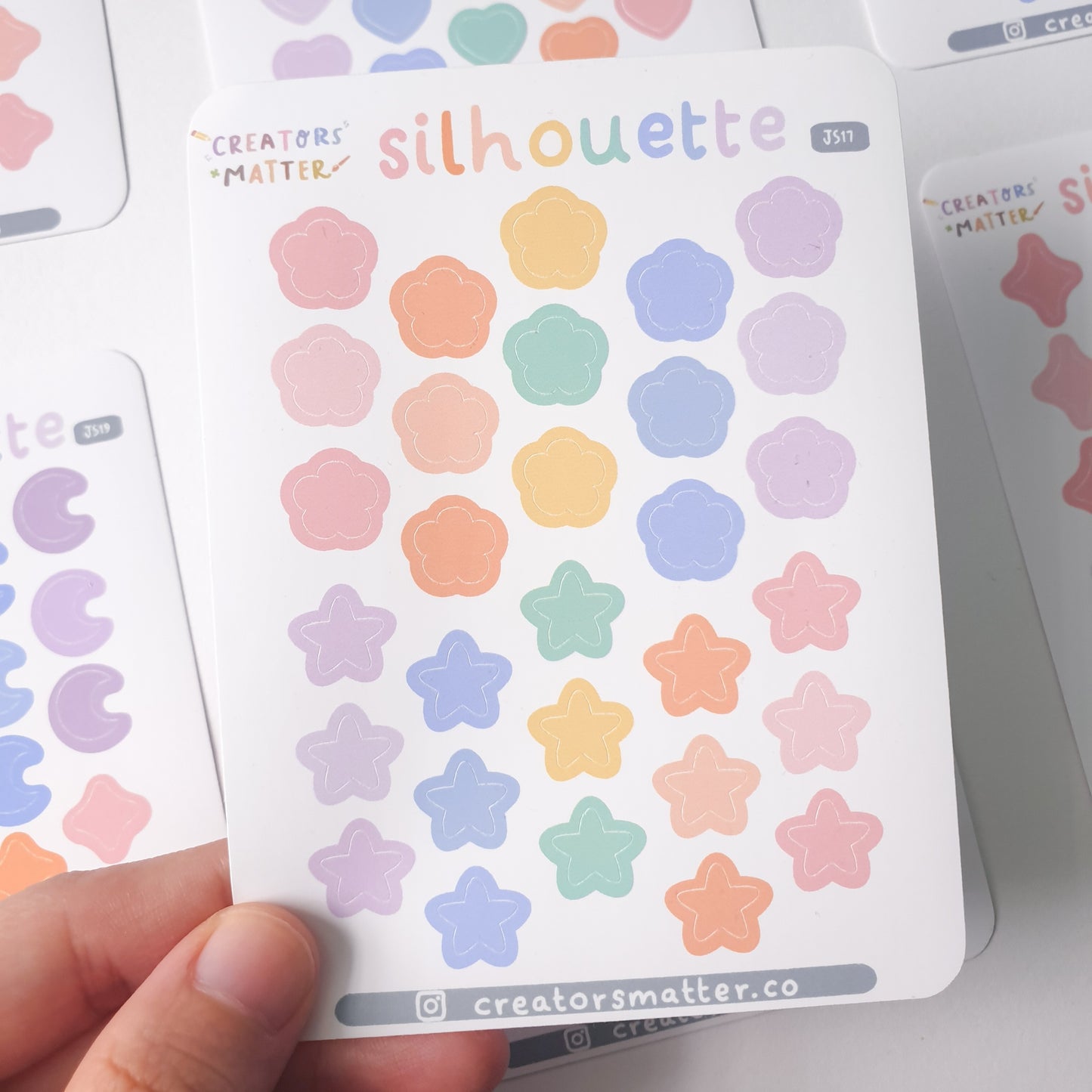 Silhouette (Flowers & Stars) Sticker Sheet