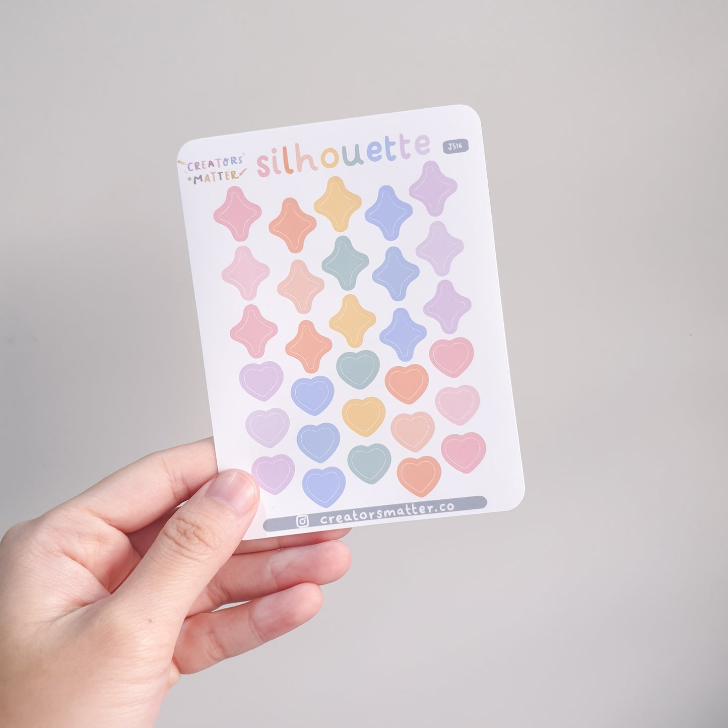 Silhouette (Sparkles & Hearts) Sticker Sheet