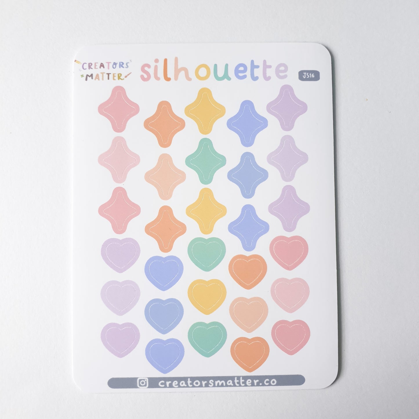 Silhouette (Sparkles & Hearts) Sticker Sheet
