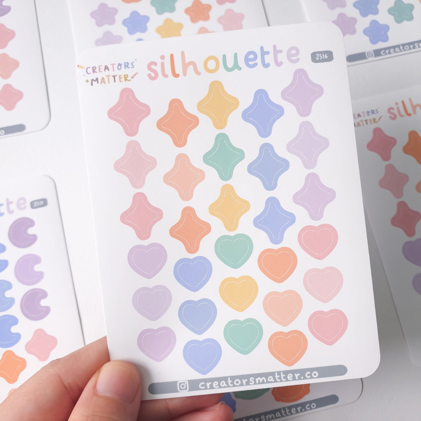 Silhouette (Sparkles & Hearts) Sticker Sheet