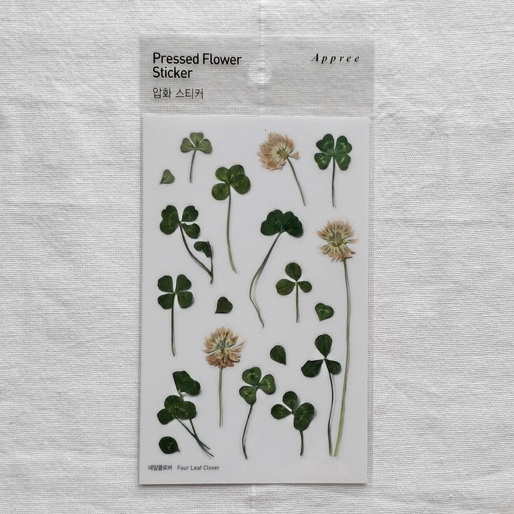 Appree Pressed Flower Sticker | Four Leaf Clover