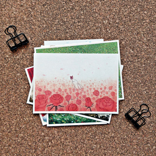 afu A6 Postcard | Bunny & Roses