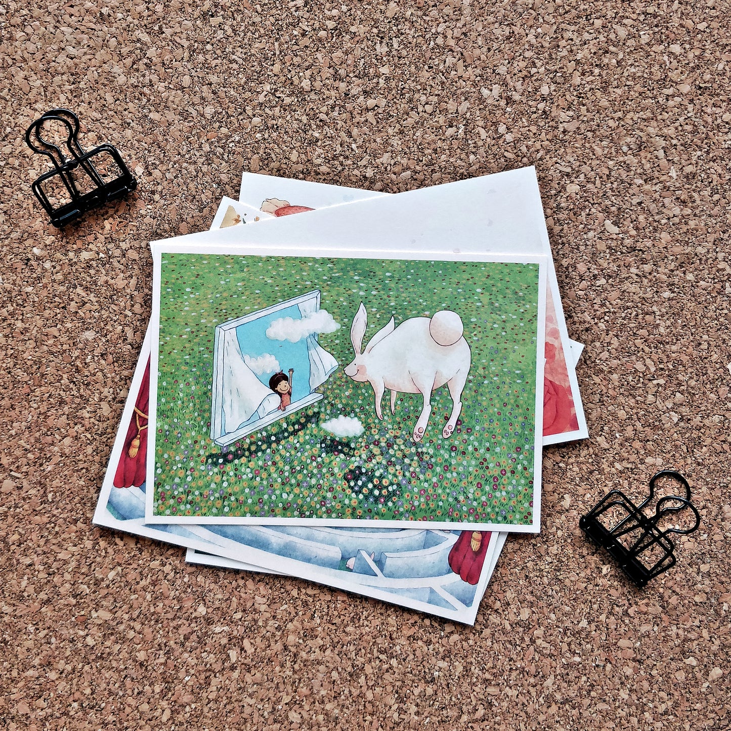 afu A6 Postcard | Bunny at the Window