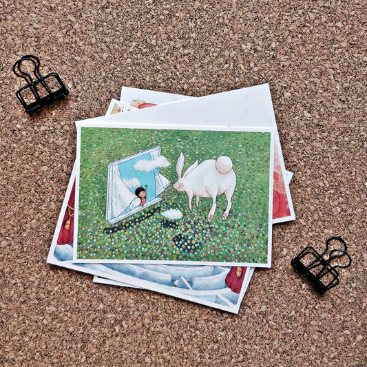 afu A6 Postcard | Bunny at the Window