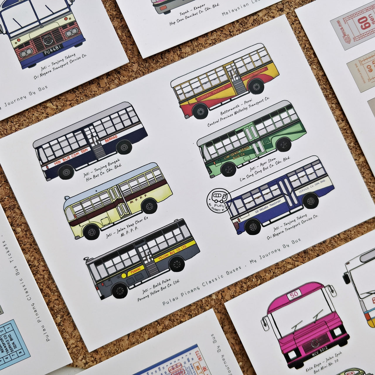 My Journey By Bus | Postcard - Penang Classic Buses - Side View