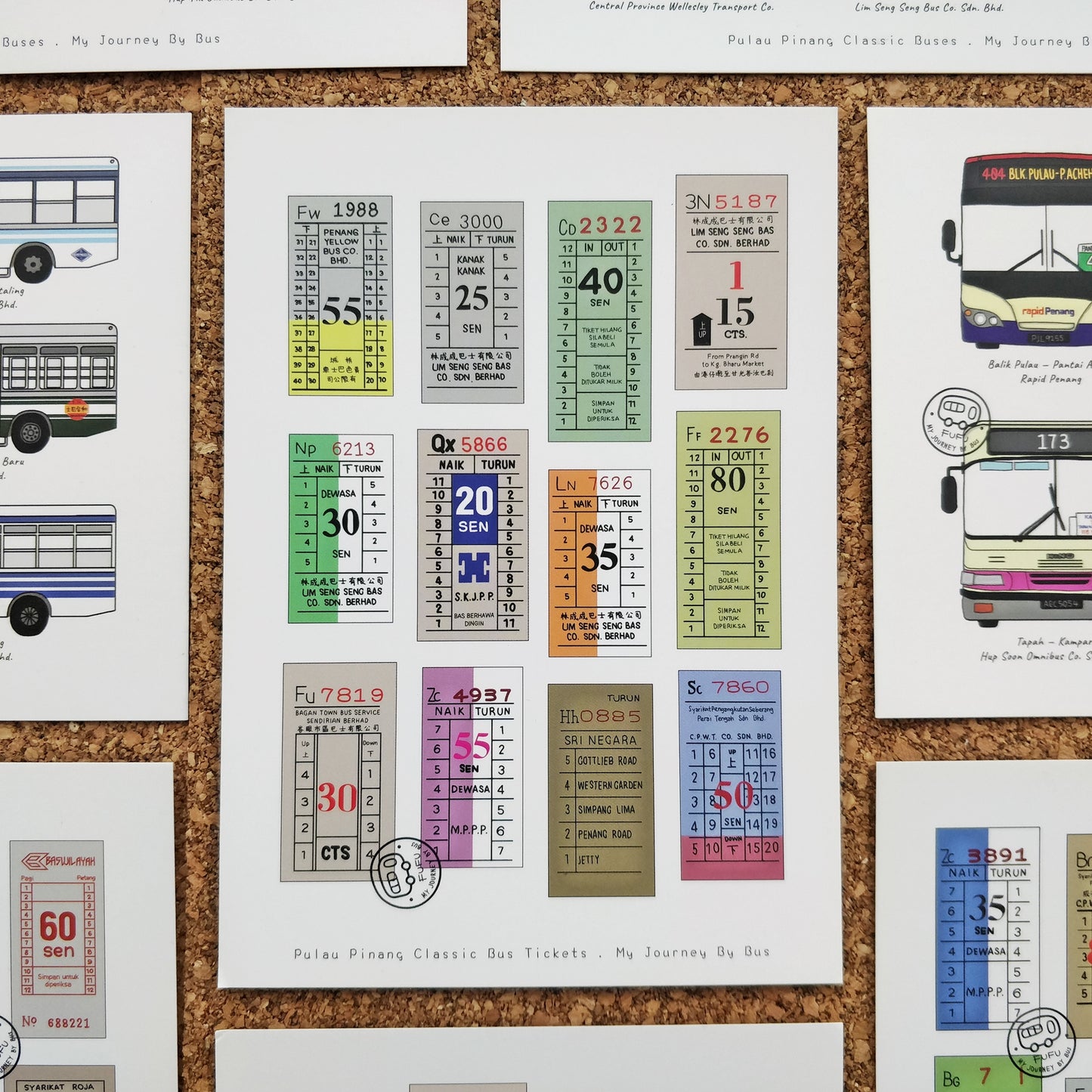 My Journey By Bus | Postcard - Penang Classic Buses - Bus Ticket 2