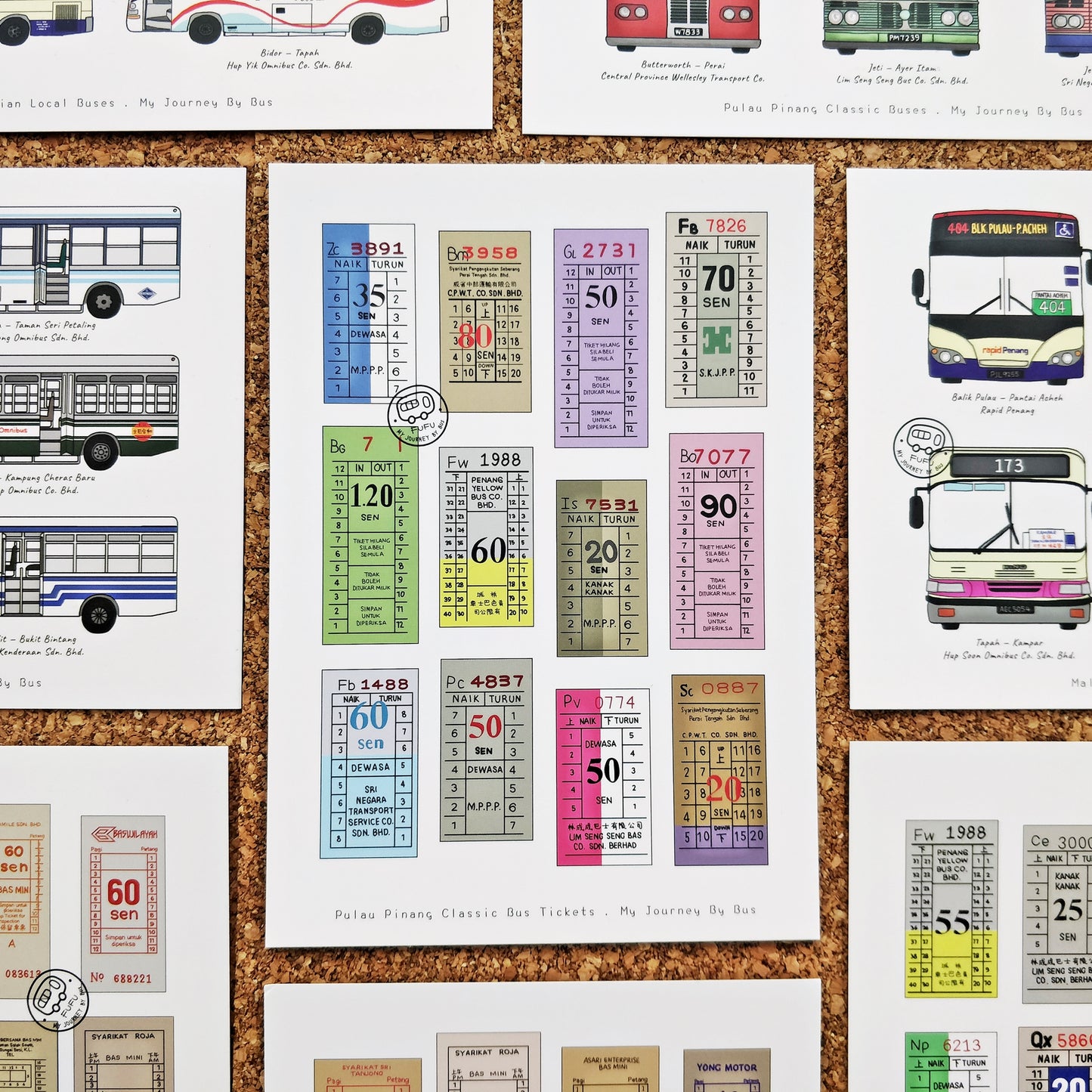 My Journey By Bus | Postcard - Penang Classic Buses - Bus Ticket 1