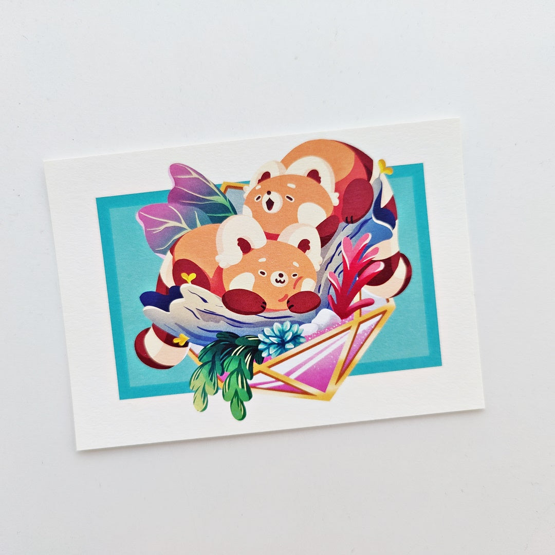 Red Panda Terrarium A6 postcard