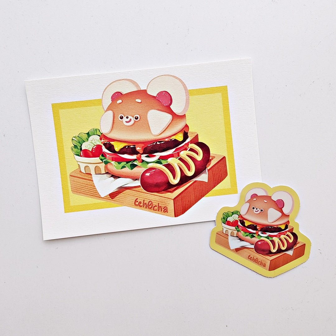 Red Panda Fast Food A6 postcard
