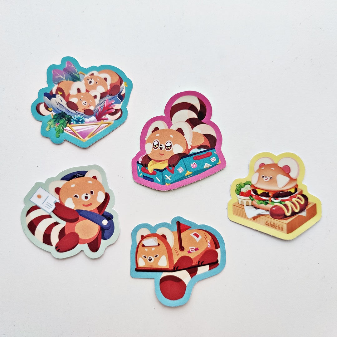 Red Panda Fast Food Vinyl Sticker