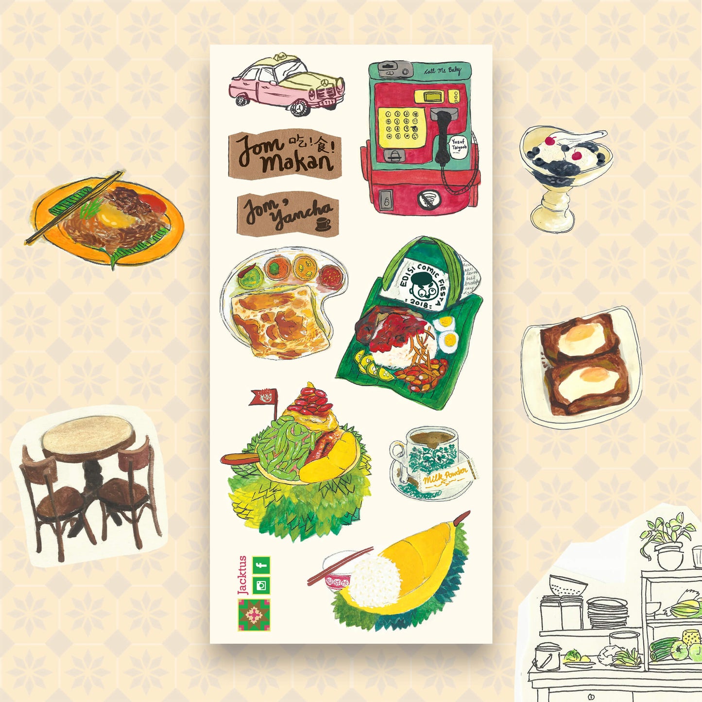 Nasi Lemak Waterproof Sticker