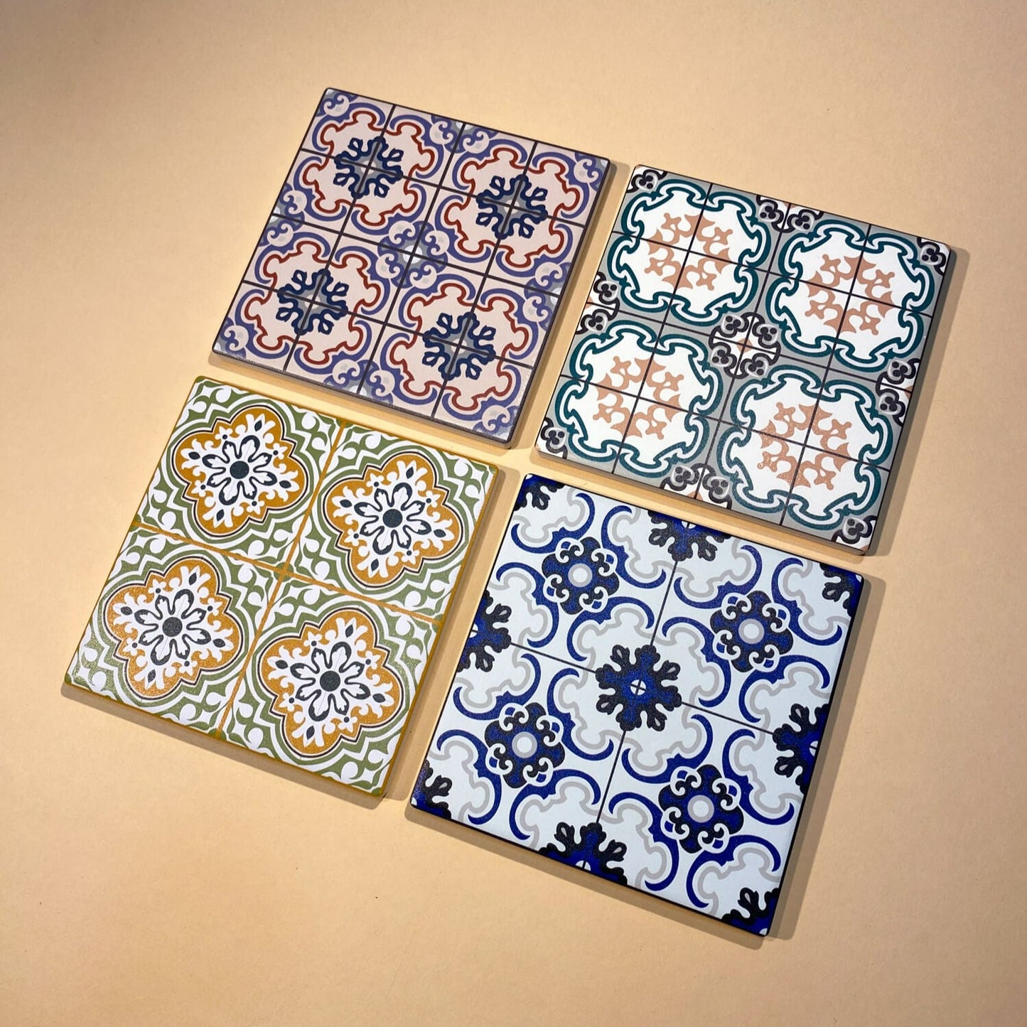 Peranakan Ceramic Coaster Set (of four)- Earth