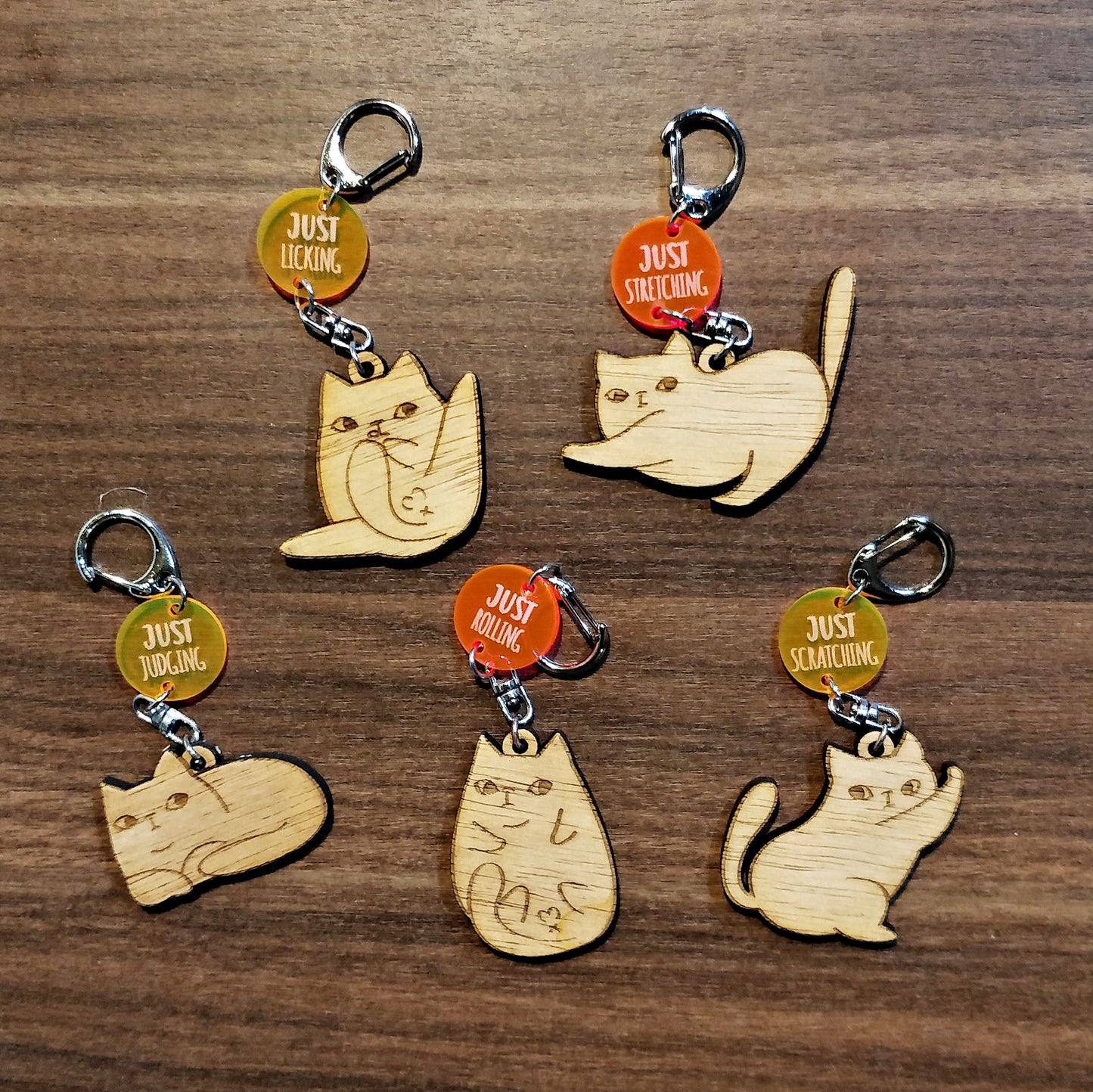 it's JUST a cat Wooden Keychain