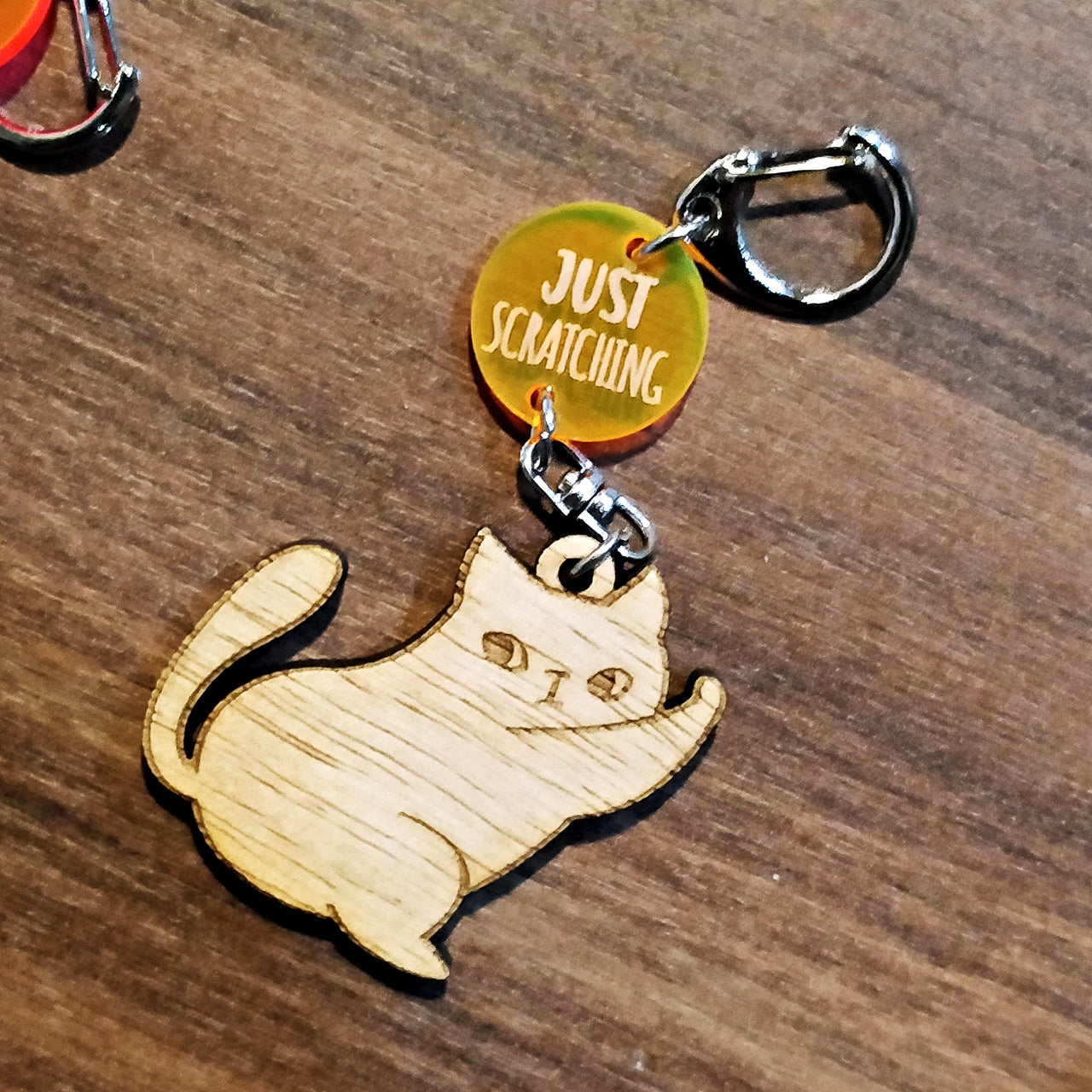 it's JUST a cat Wooden Keychain