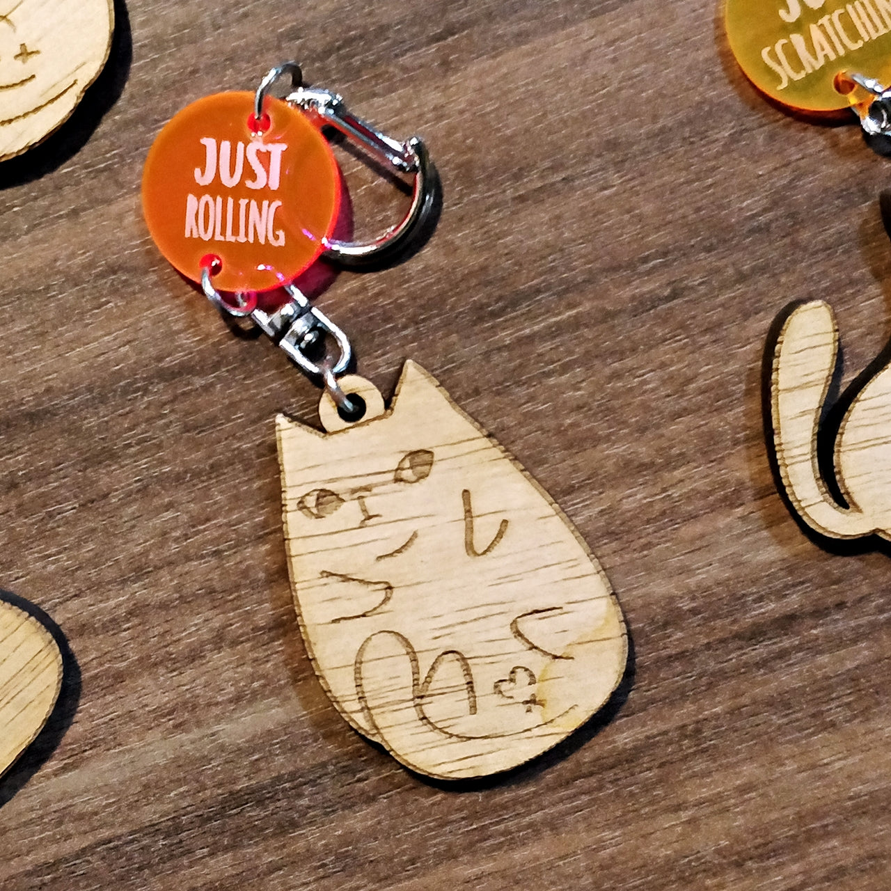 it's JUST a cat Wooden Keychain