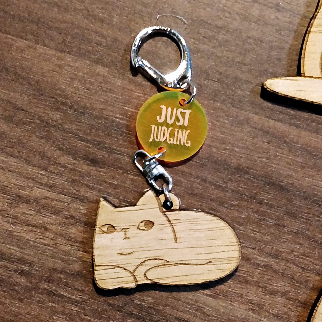 it's JUST a cat Wooden Keychain