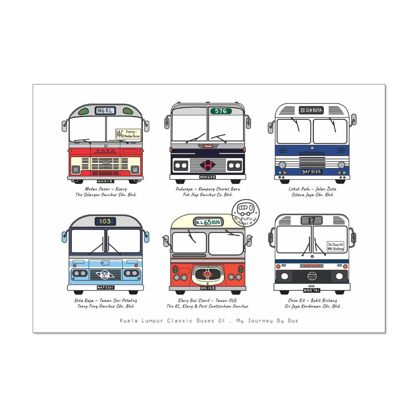 My Journey By Bus | Postcard - KL Classic Buses - Front View