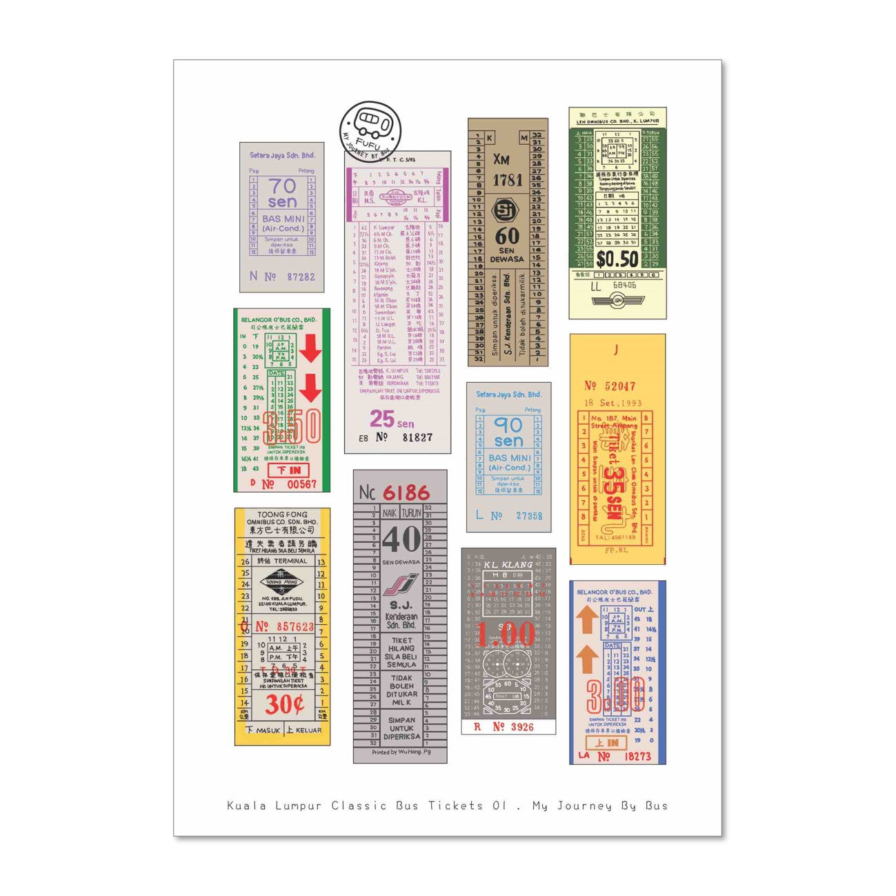 My Journey By Bus | Postcard - KL Classic Buses - Bus Ticket 1