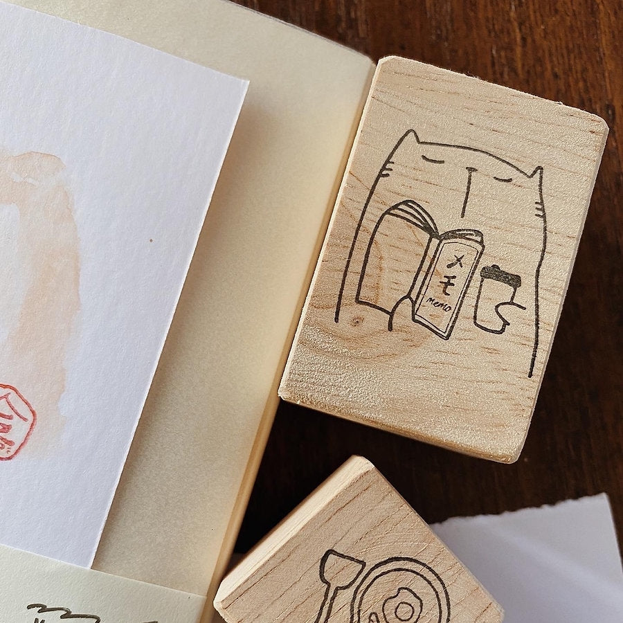 Catdoo rubber stamp - Memo cat with coffee (CD2580042)