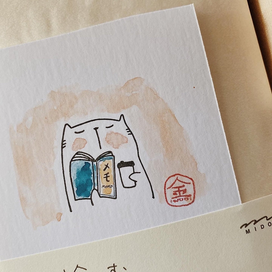 Catdoo rubber stamp - Memo cat with coffee (CD2580042)