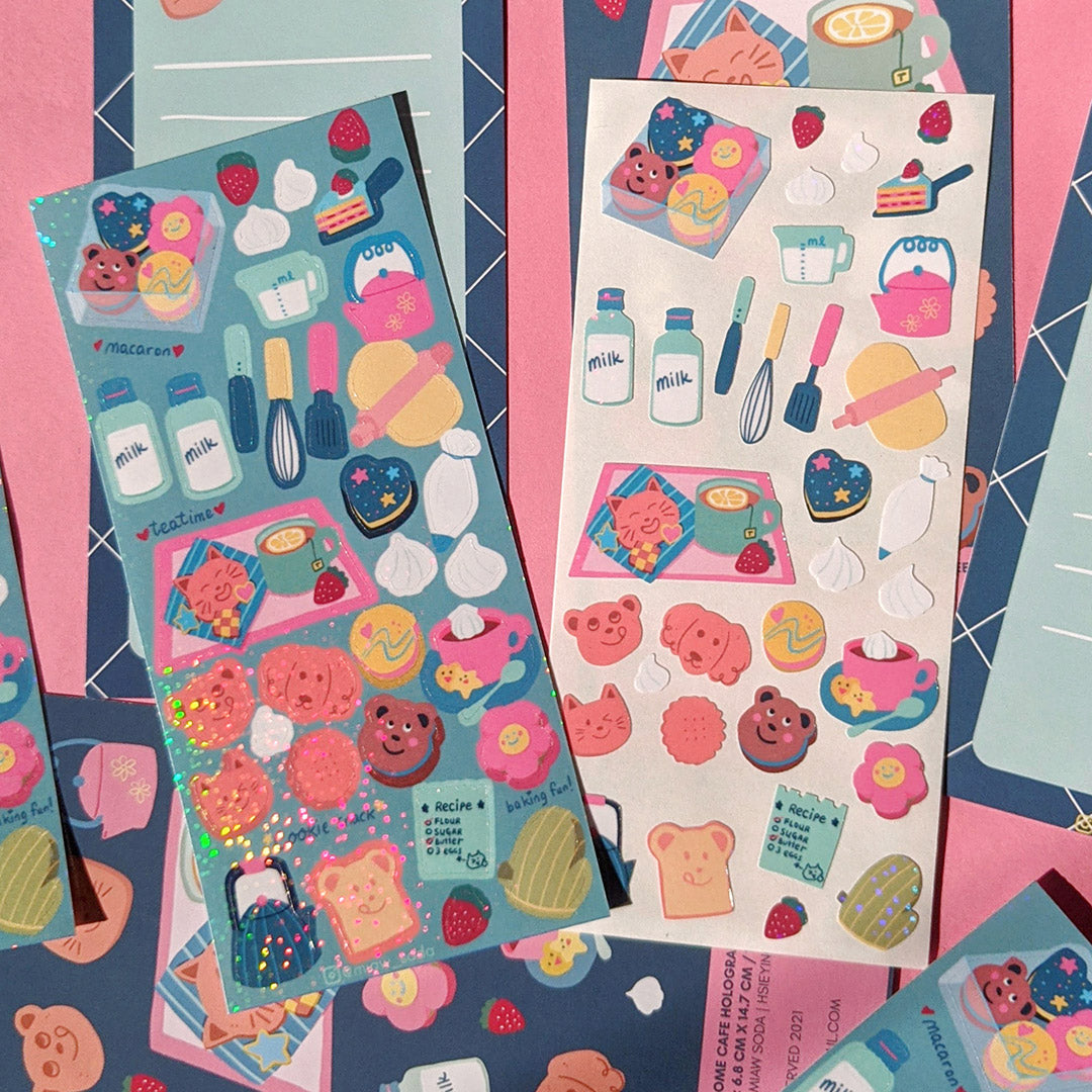 Miaw soda by Hsieying- Home cafe Holographic Sticker Sheet