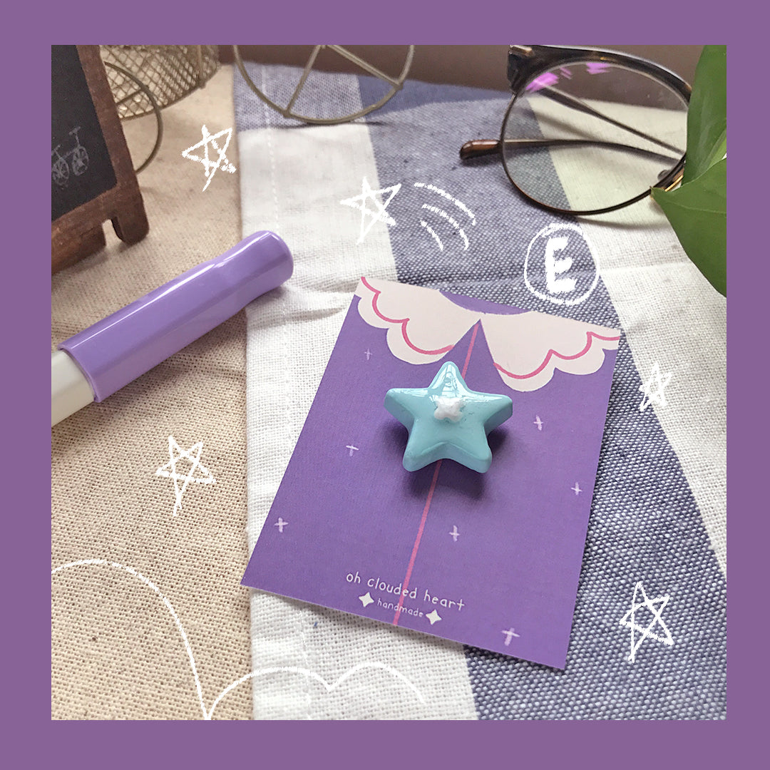Star Button Clay Pin