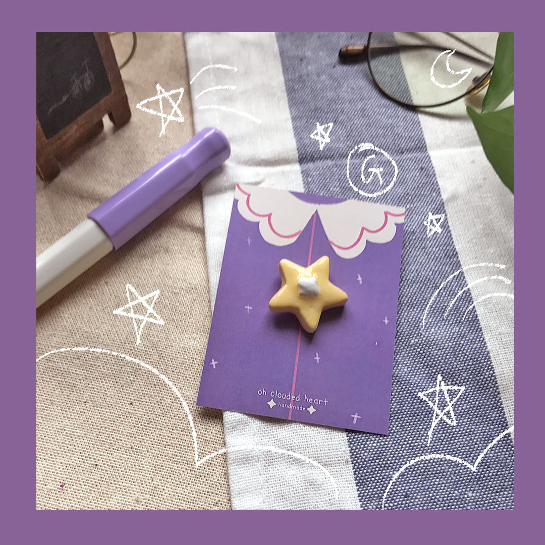 Star Button Clay Pin