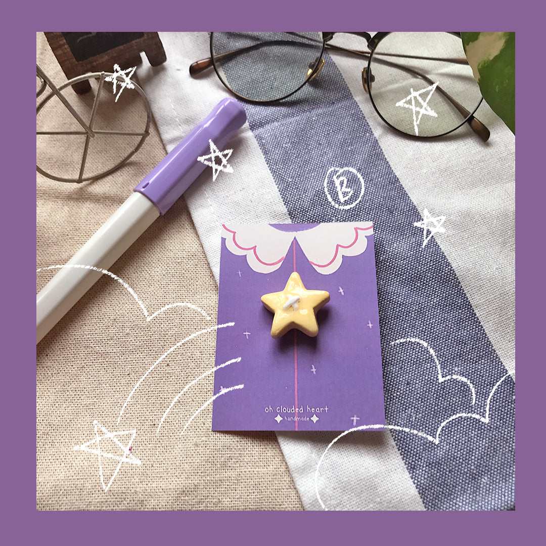 Star Button Clay Pin