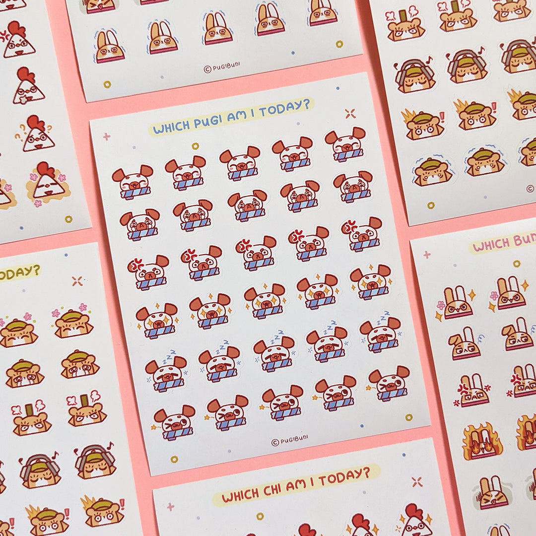 PugiBuni Mood Tracker Sticker Sheet - Buni