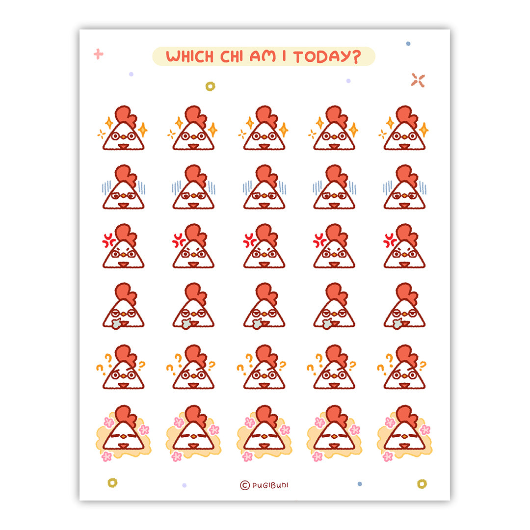 PugiBuni Mood Tracker Sticker Sheet - Chi