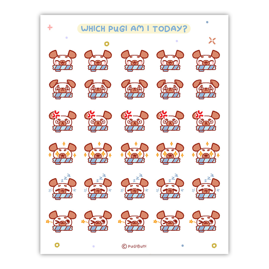 PugiBuni Mood Tracker Sticker Sheet - Pugi