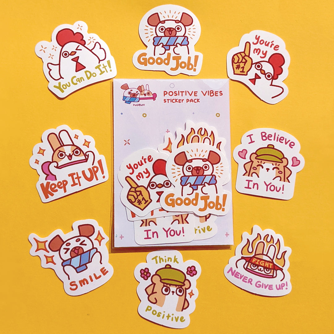 PUGIBUNI Positive Vibe Sticker Pack