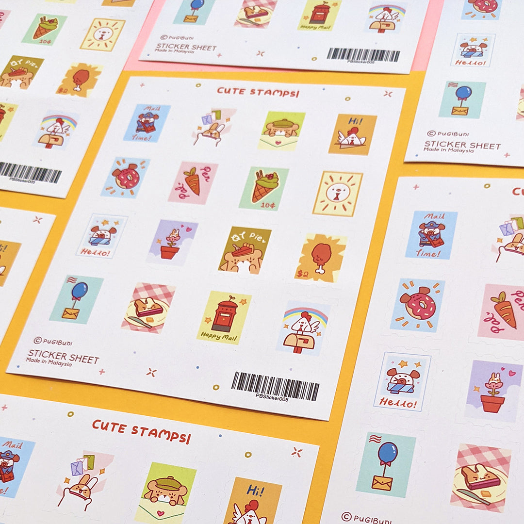PugiBuni Stamp Sticker Sheet
