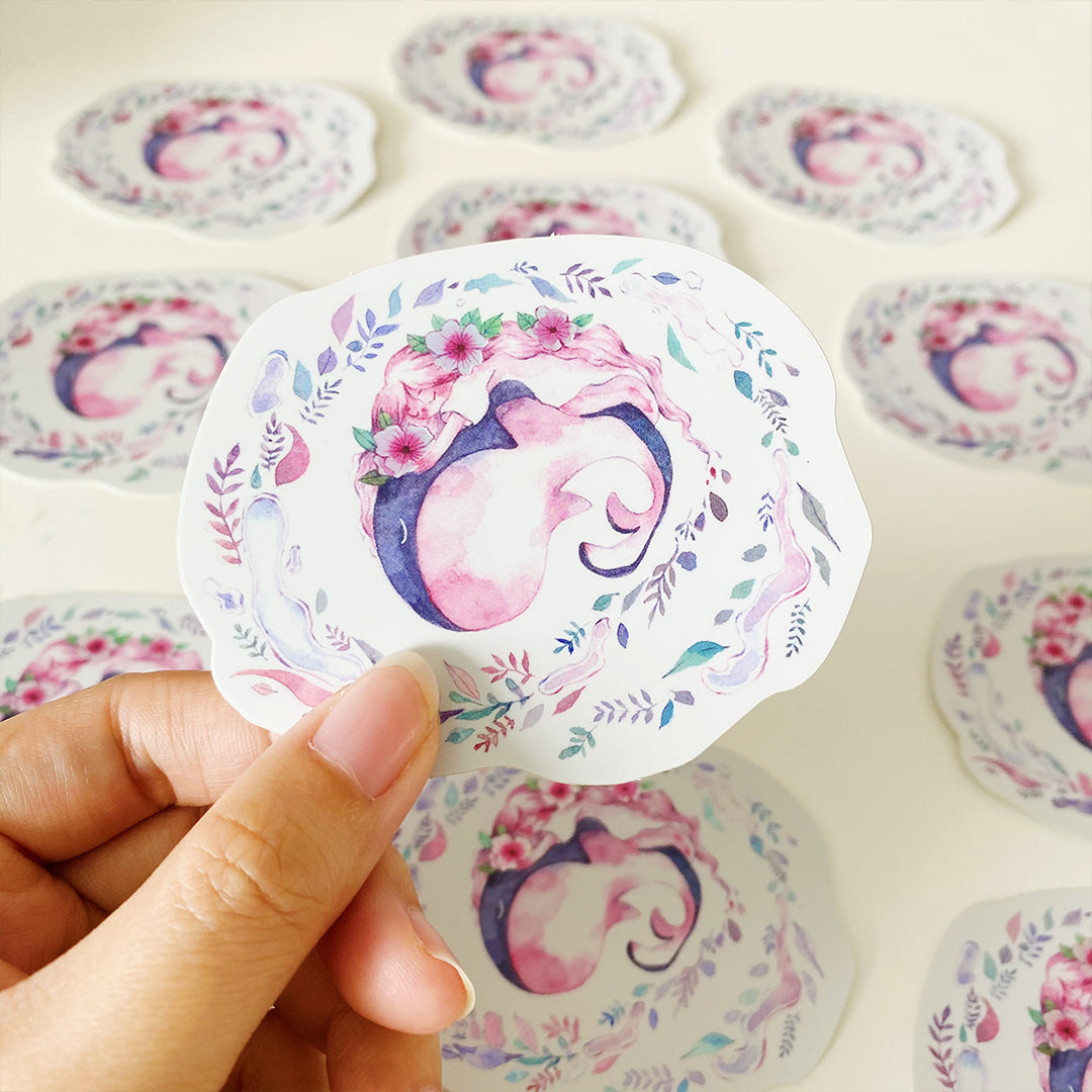 Sleepy Whale Sticker Flake