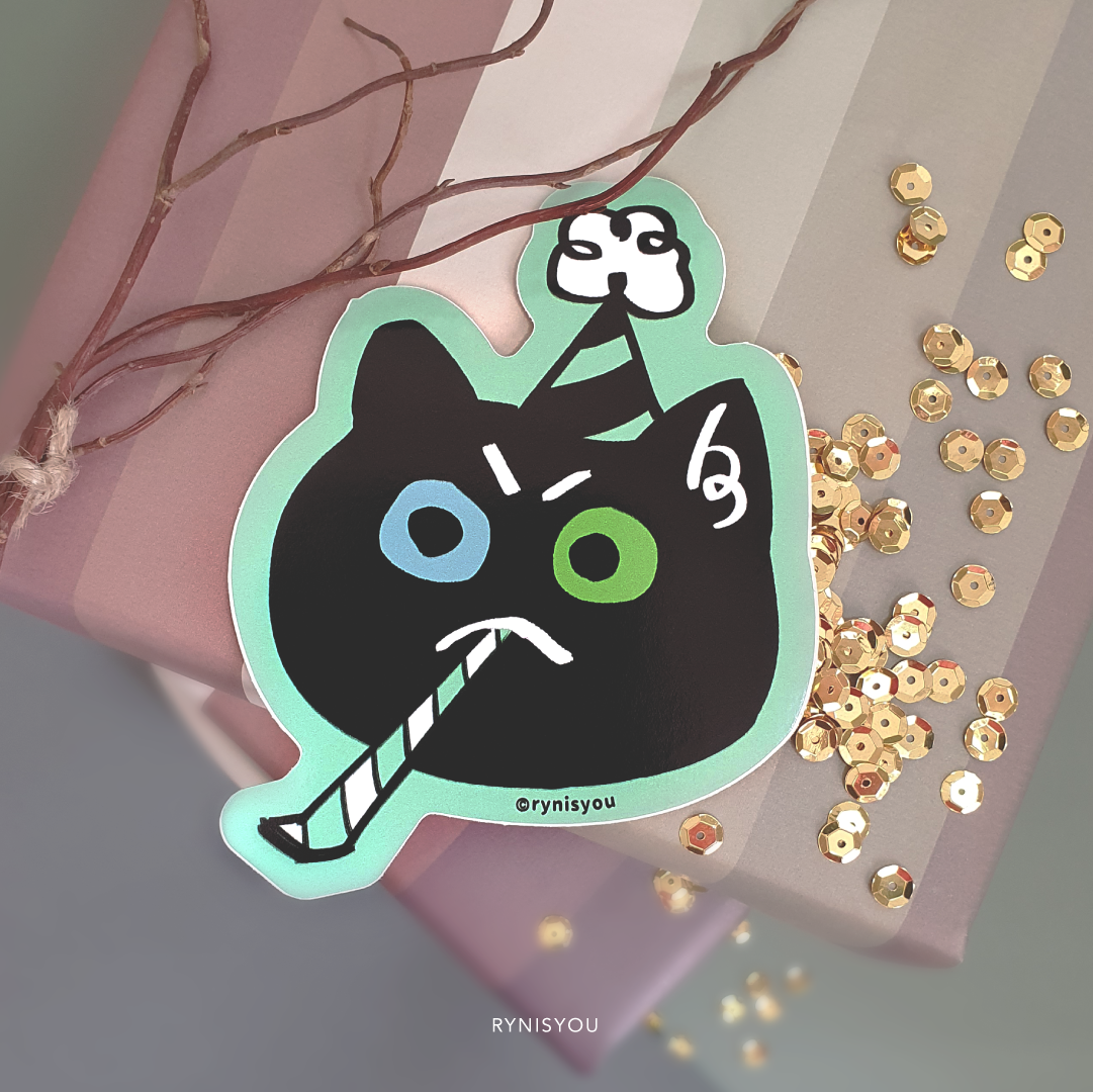Birthday Cat Waterproof Vinyl Sticker