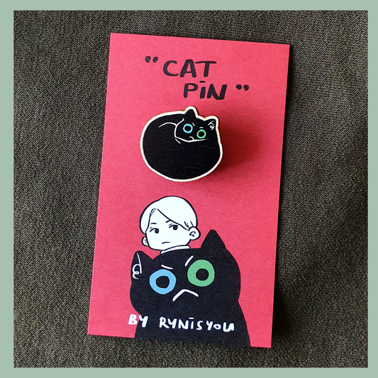 Cat Wooden Pin - A - Donut