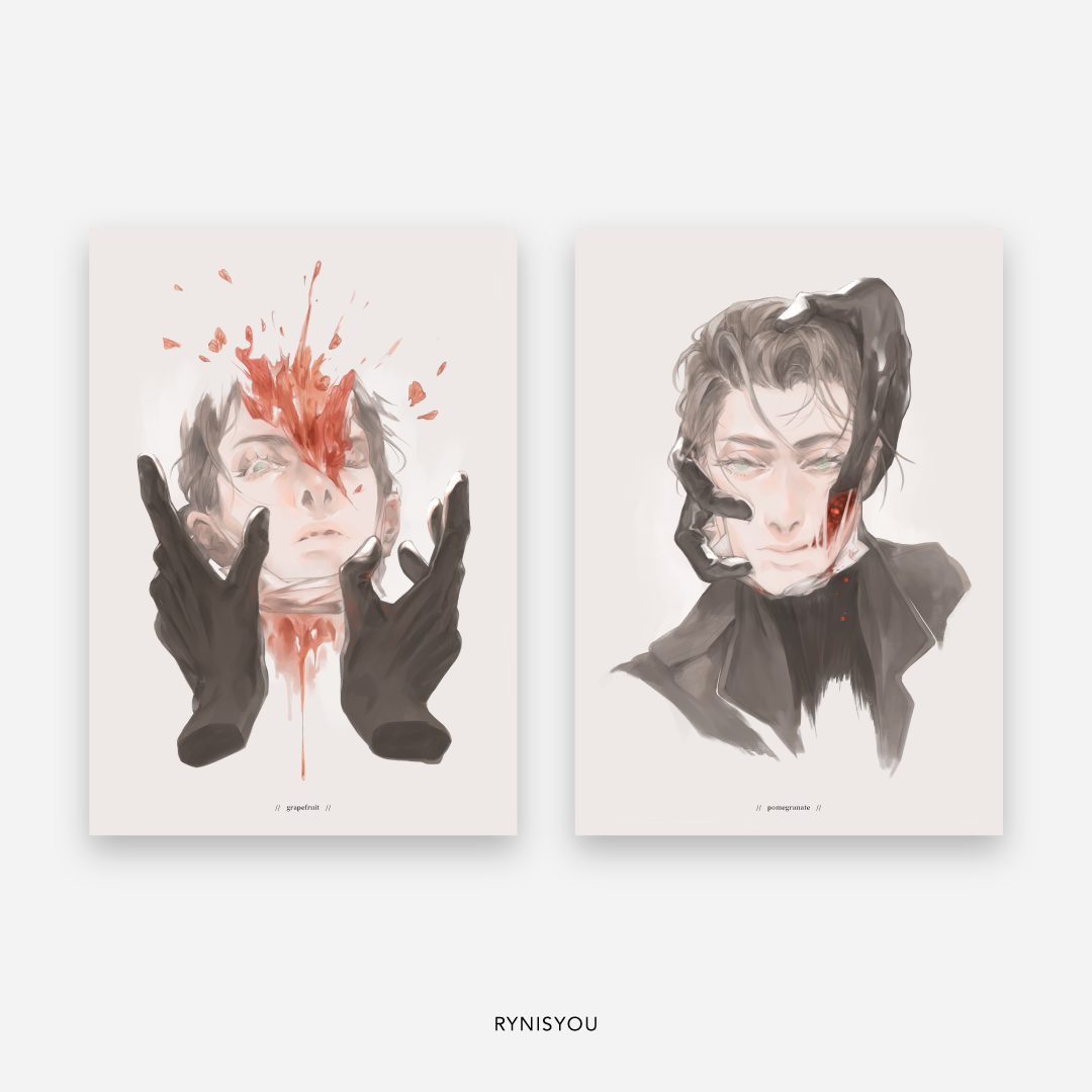 Grapefruit - Pomegranate A5 Print Set