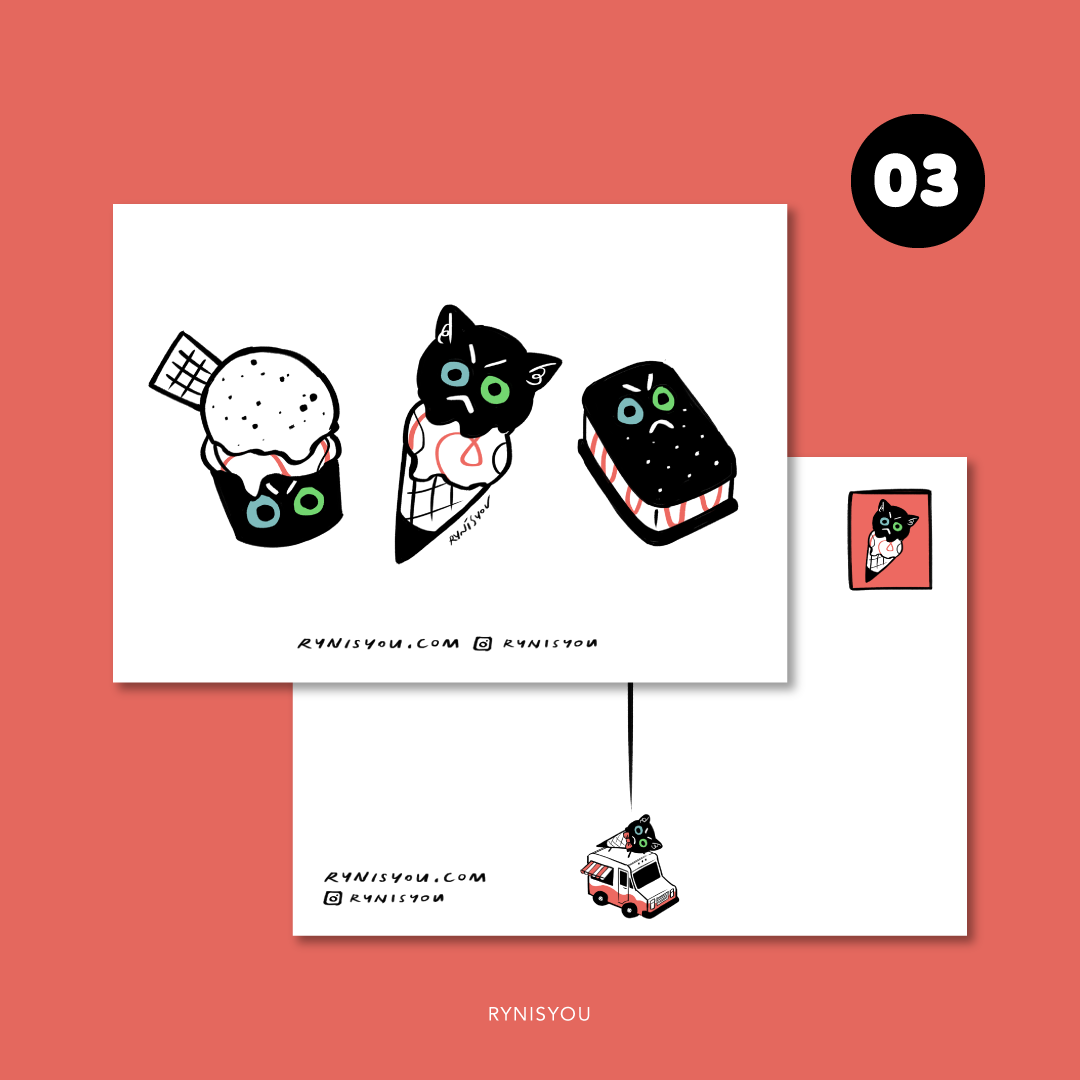 Ice-Cream 4 You, Cat Postcard