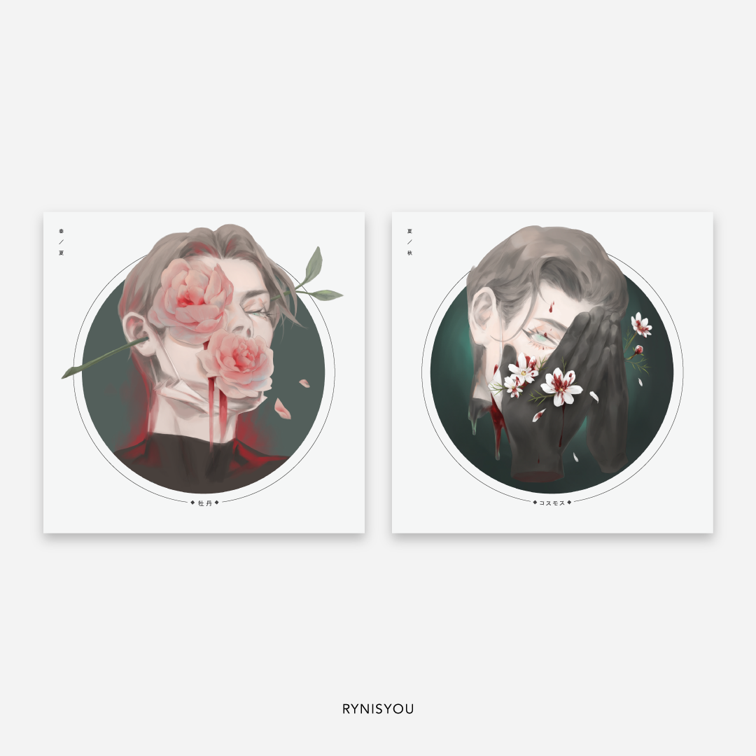 Peony - Cosmos Square Print Set