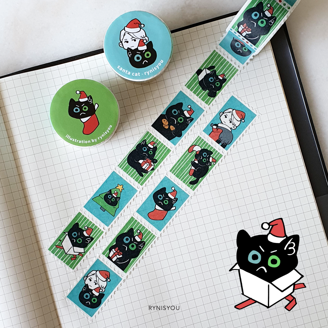 Santa Cat Stamp Washi