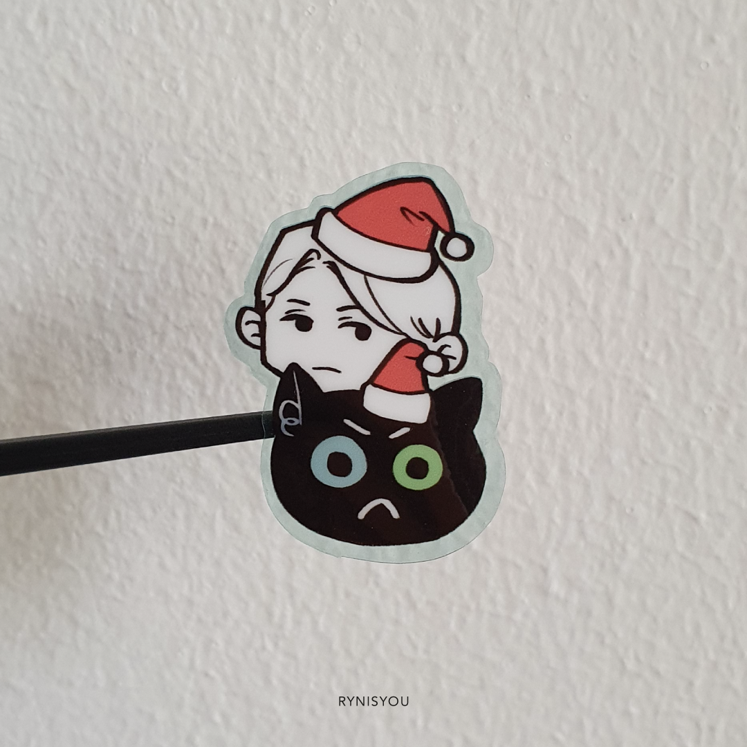 Santa Cat Waterproof Transparent Sticker Sheet
