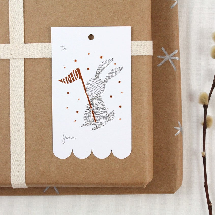 Copper Foil Tags - Winter Rabbit