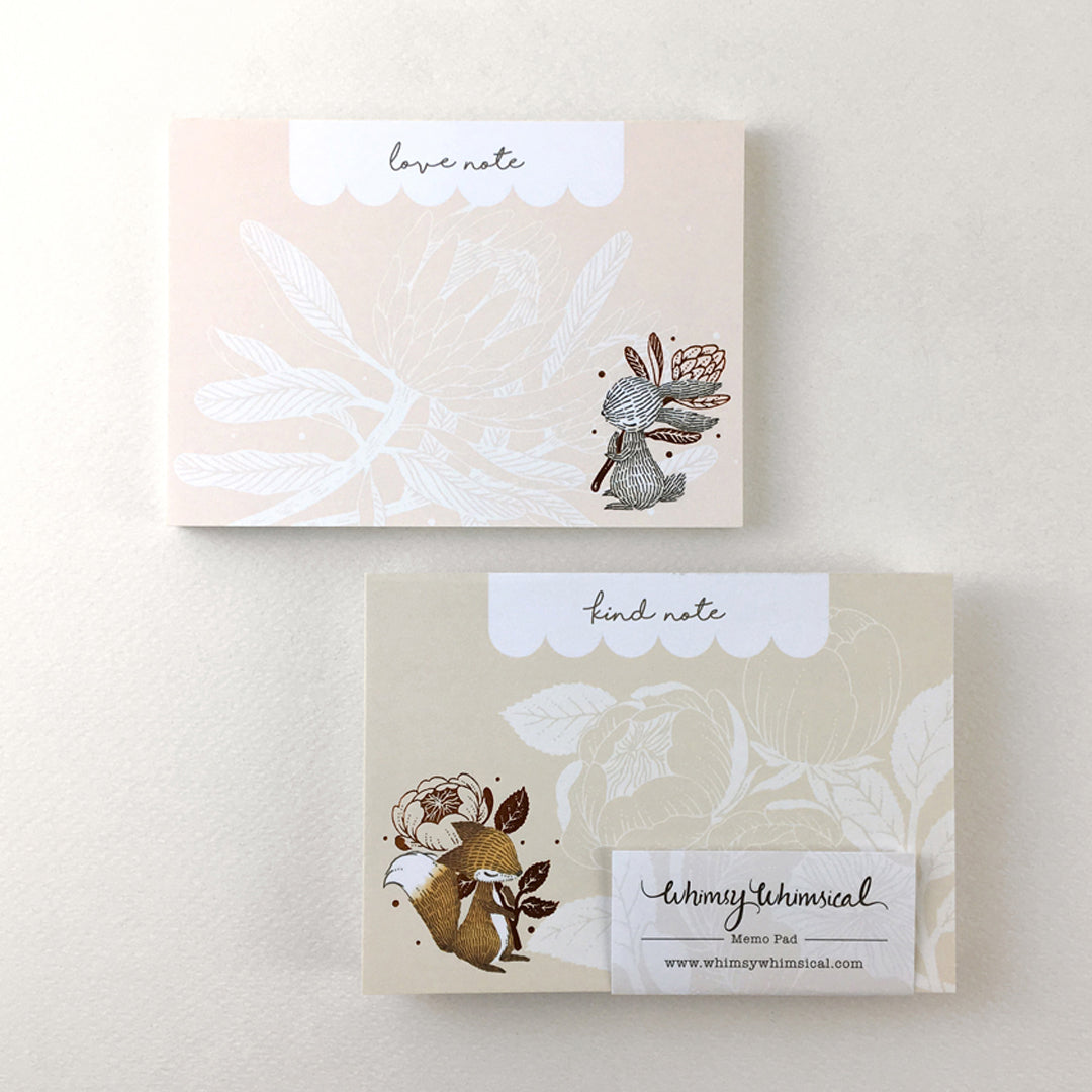 Fox & David Austin Rose Memo Pad