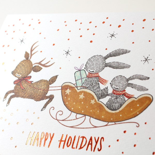 Christmas Card - Happy Holidays - Copper Foil Greeting Card