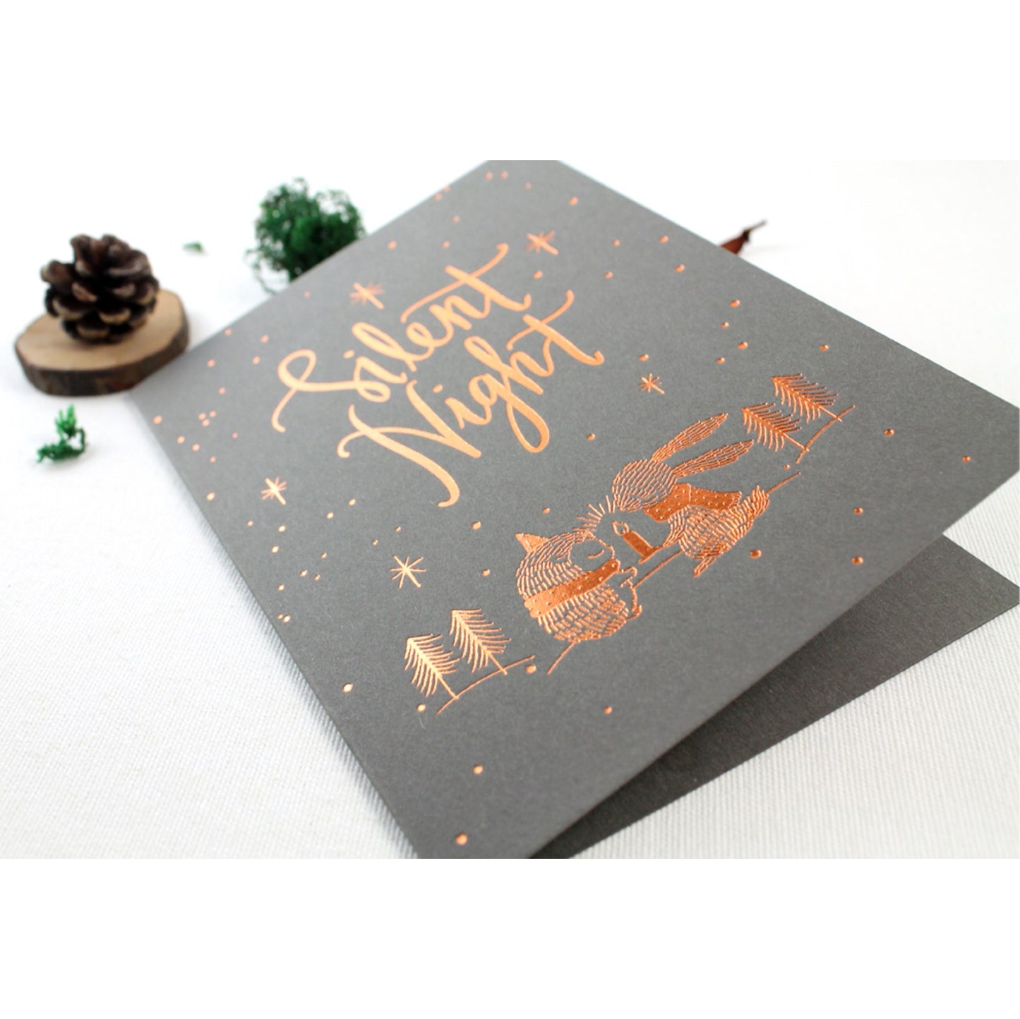 Christmas Card - Silent Night - Copper Foil Greeting Card