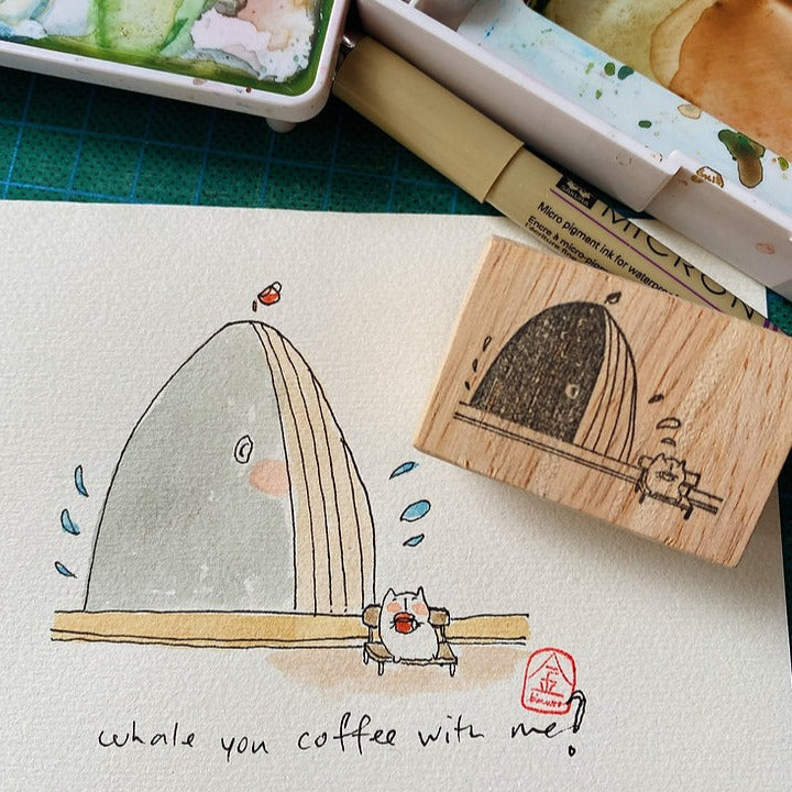 Catdoo rubber stamp - whale you coffee with me (CD2580067)