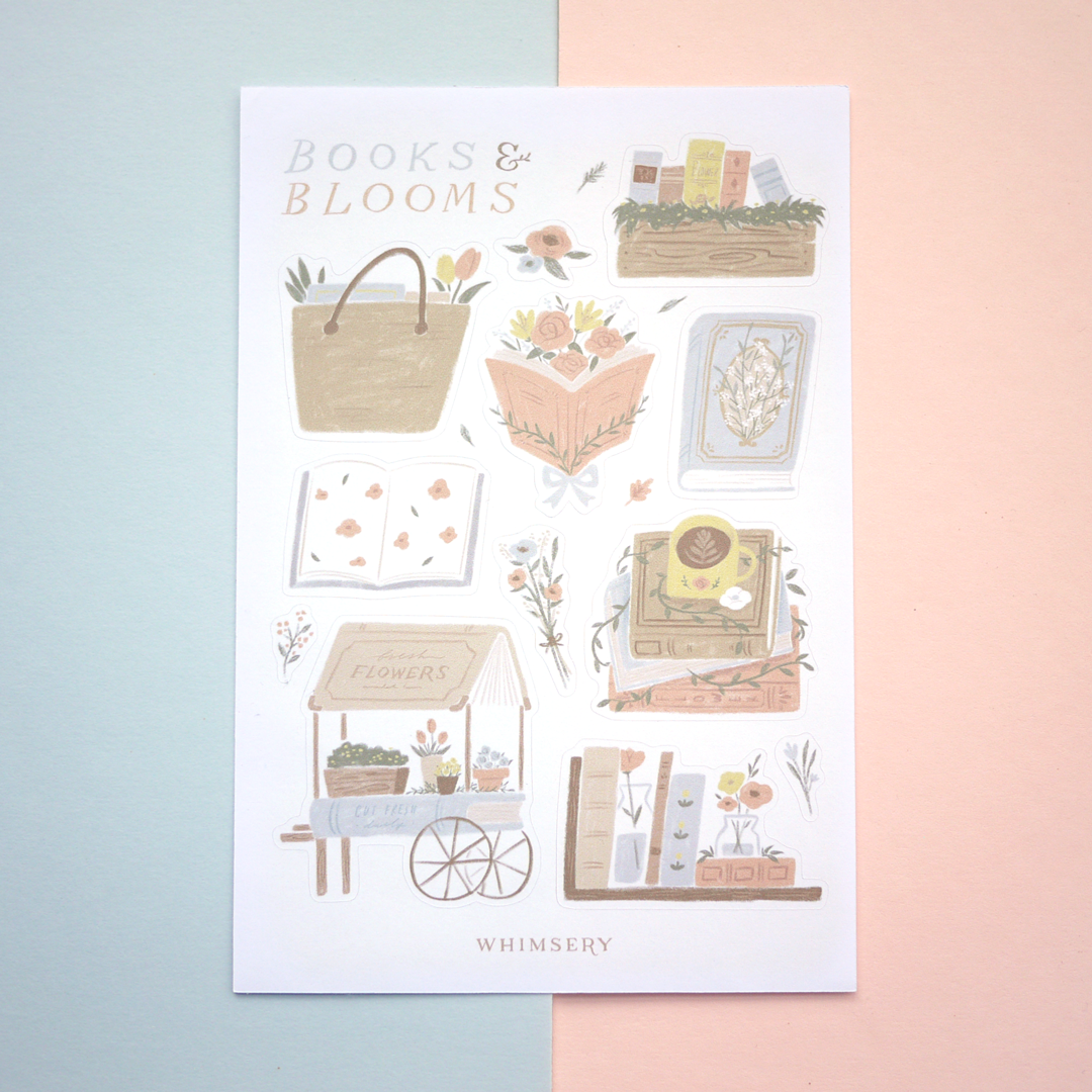 Books and Blooms Sticker Sheet