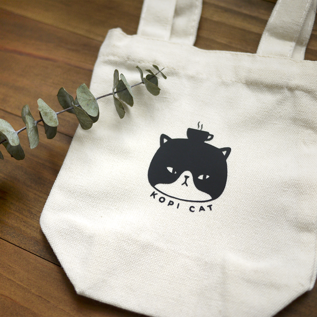 Kopi Cat Canvas Coffee Cup Holder Bag