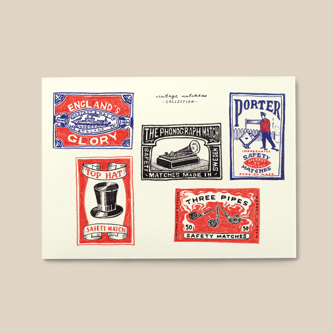 Vintage Matchboxes Postcard