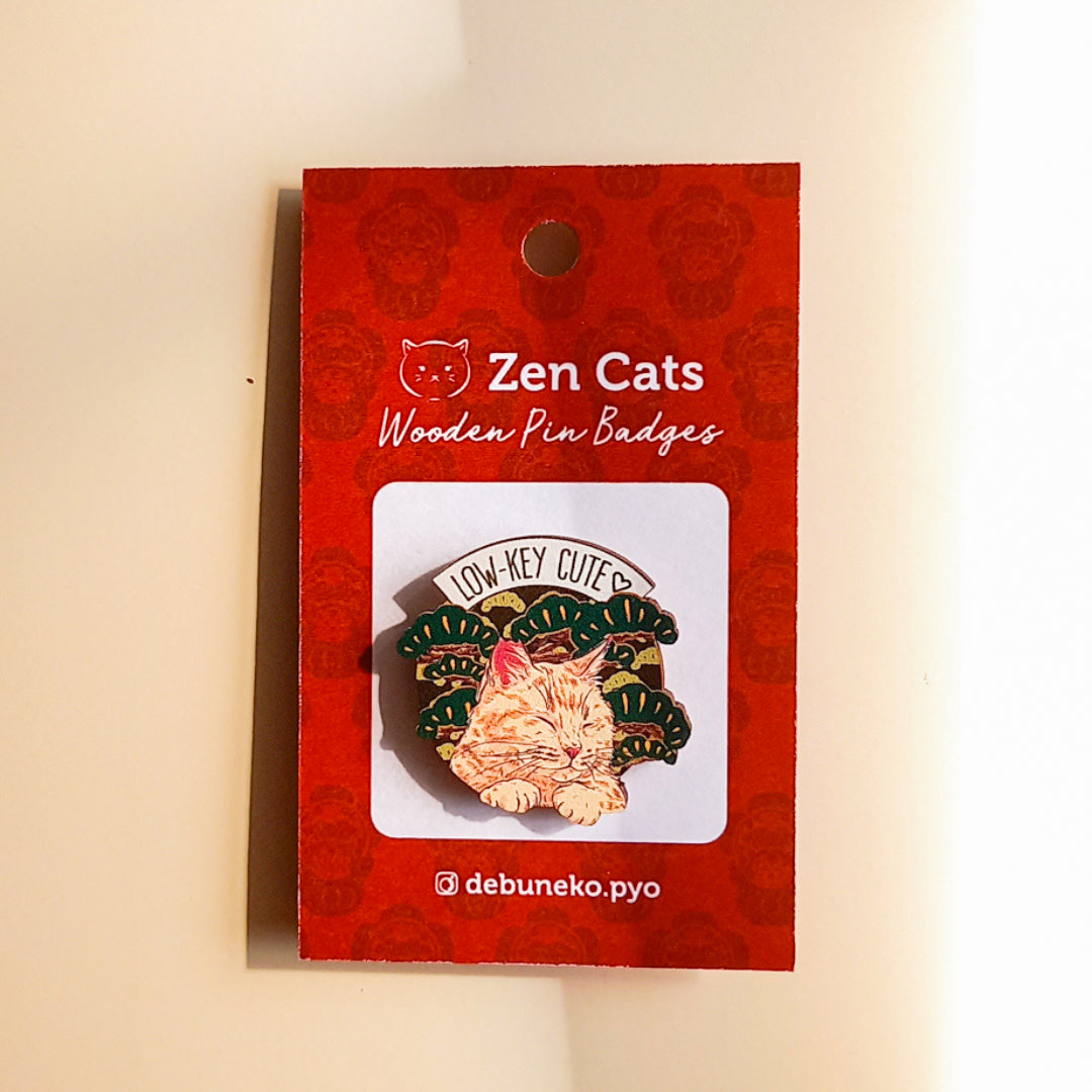 Zen Cats Wooden Pin – Low Key Cute